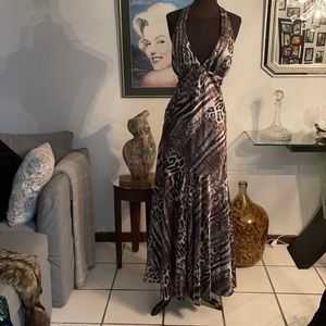 Animal Print Silk Long Dress.